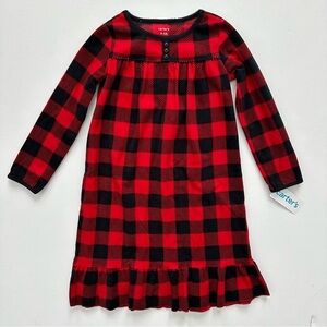 Carter's Red and Black Plaid Girls Nightgown Size 4-5